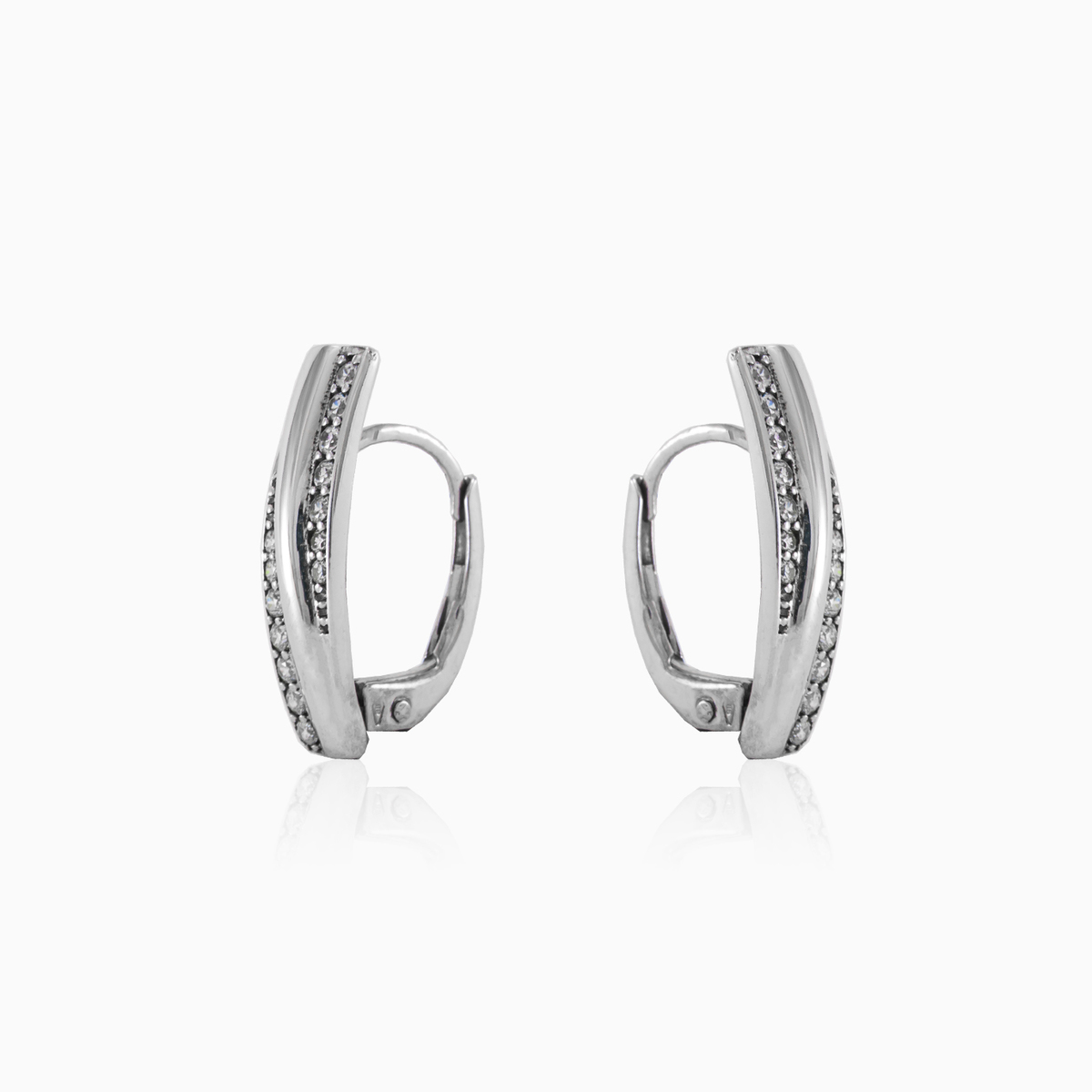 Pendientes de oro blanco retorcido mujer Pendientes Lustrous N.2