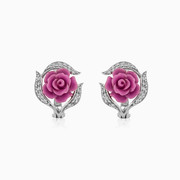 Pendientes de rosa púrpura mujer Pendientes Colorino