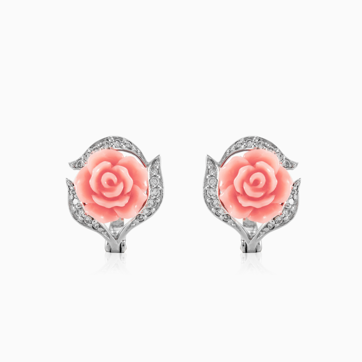 Pendientes de rosa melocotón mujer Pendientes Colorino N.1