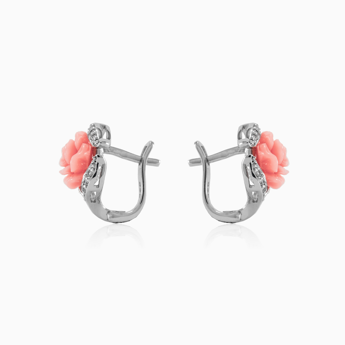 Pendientes de rosa melocotón mujer Pendientes Colorino N.2