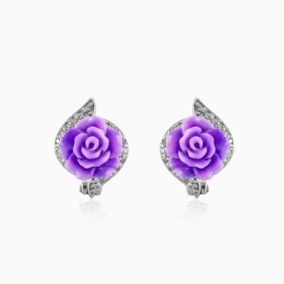 Pendientes de rosa púrpura retorcida mujer Pendientes Colorino