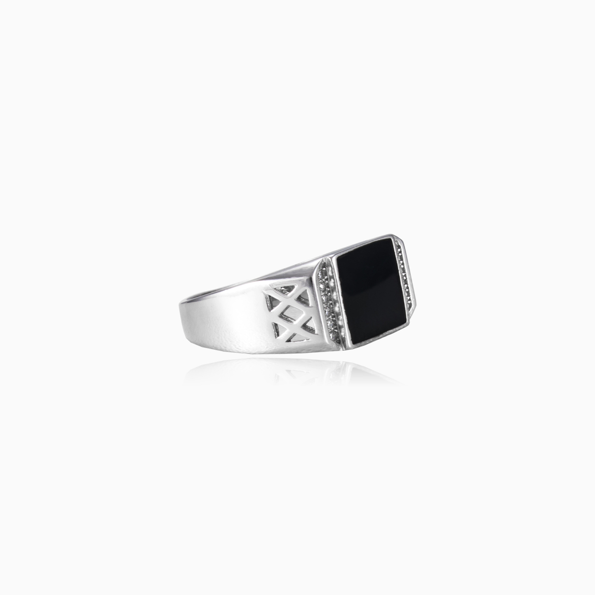 Square black enamel ring man Rings High polished N.2