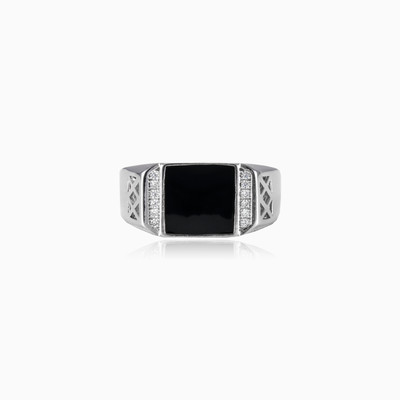Square black enamel ring man Rings High polished