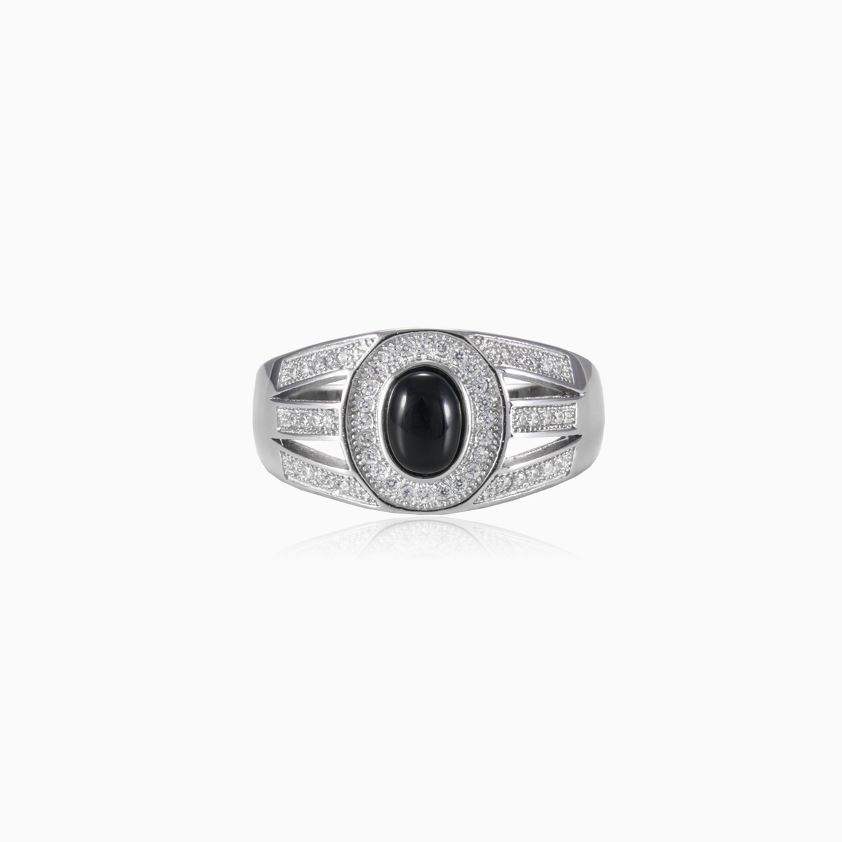Cabochon onyx and crystals man Rings Shine bright N.1