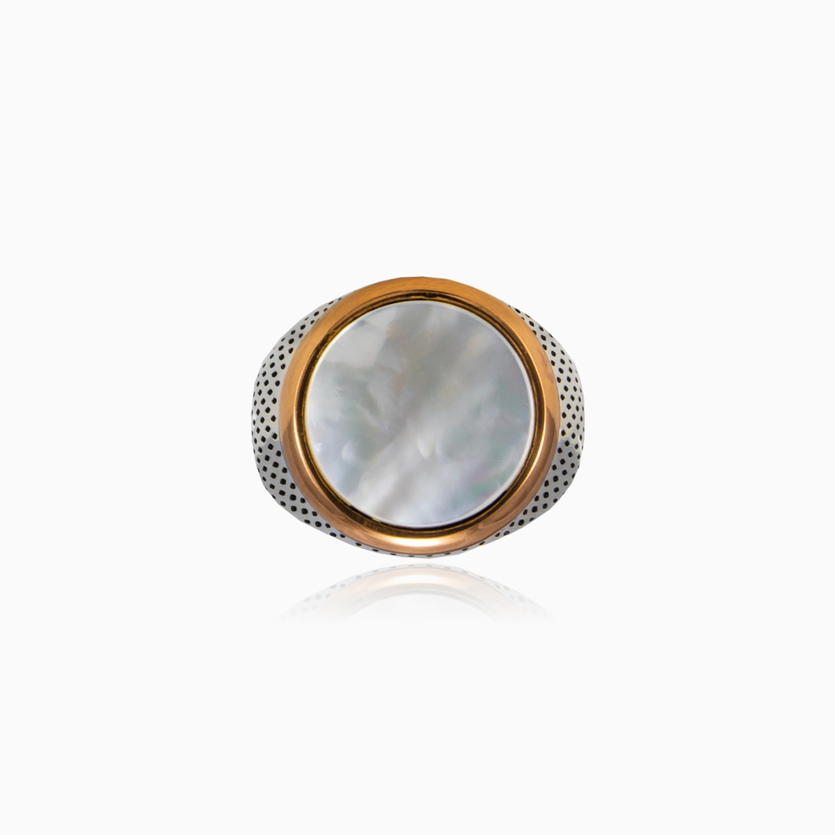 Round nacre ring man Rings Detallado N.1