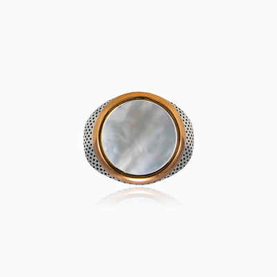 Round nacre ring man Rings Detallado