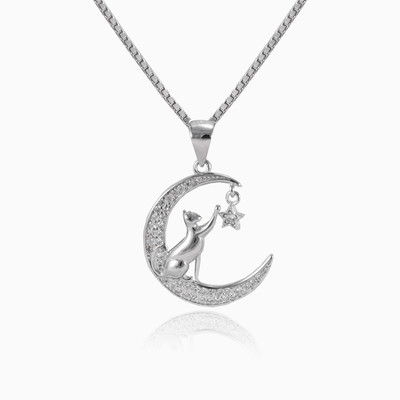 Chat sur la lune femme Pendentifs Animale