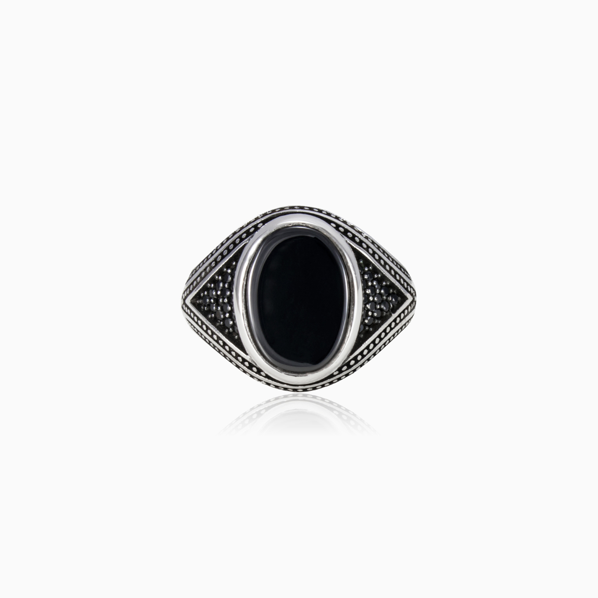 Ovaler schwarzer Onyxring unisex Ringe Detallado N.1
