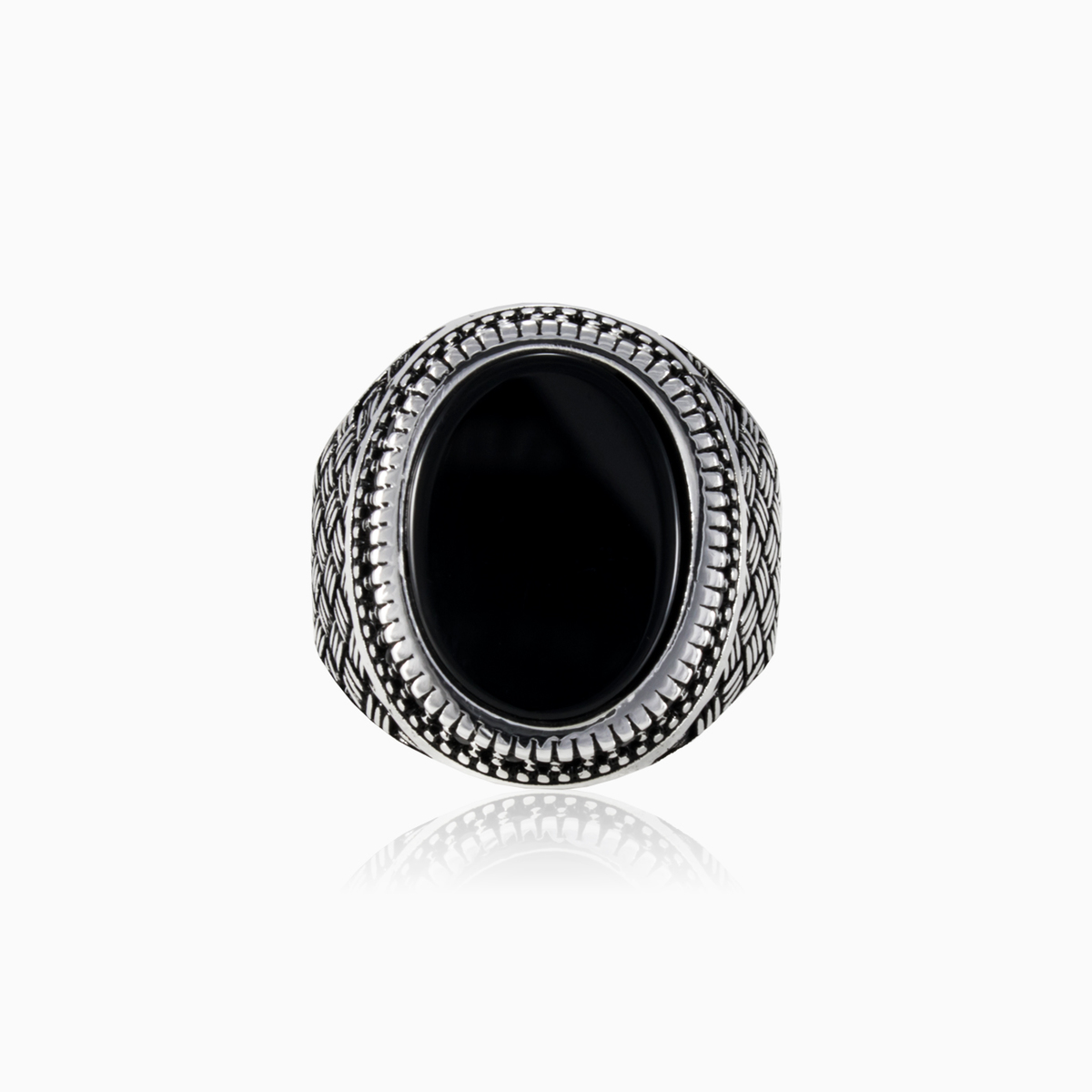 Braided onyx ring man Rings Detallado N.1