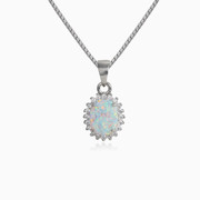 Royal white opal pendant woman Pendants Halo