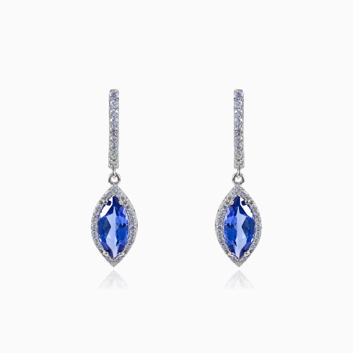 Boucles d'oreilles Marquise tanzanite femme Boucles d'oreilles Halo N.1