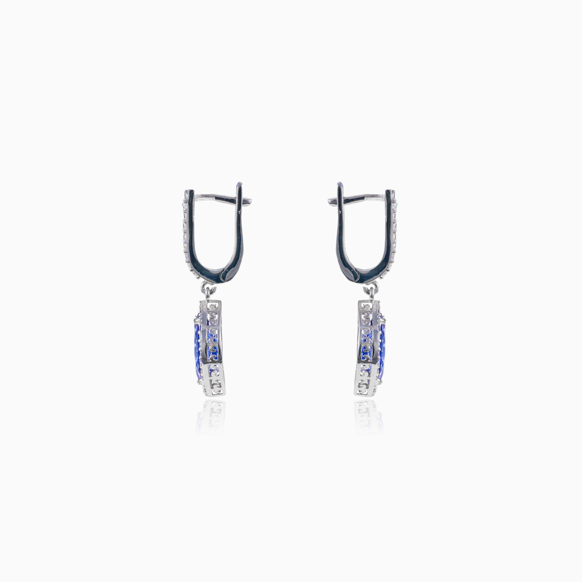 Boucles d'oreilles Marquise tanzanite femme Boucles d'oreilles Halo N.2