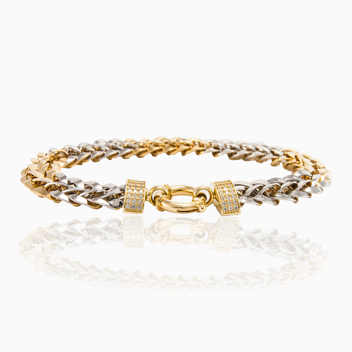 Gelb- und Weißgold-Armband Frauen Armbänder High polished N.1