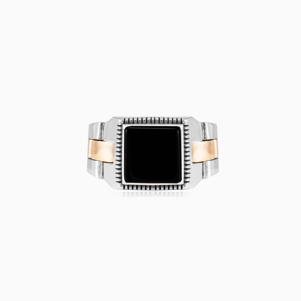Square flat onyx unisex Rings oyster strap N.1