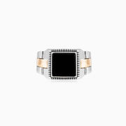 Square flat onyx unisex Rings oyster strap
