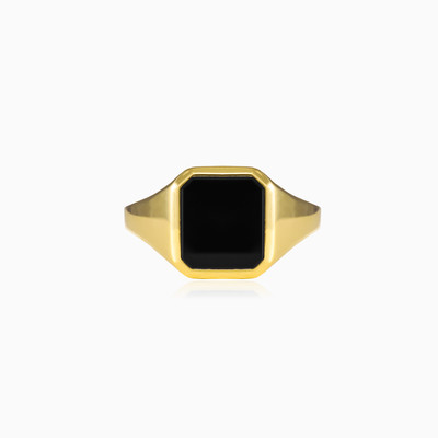 Gold onyx ring unisex Rings Tinge