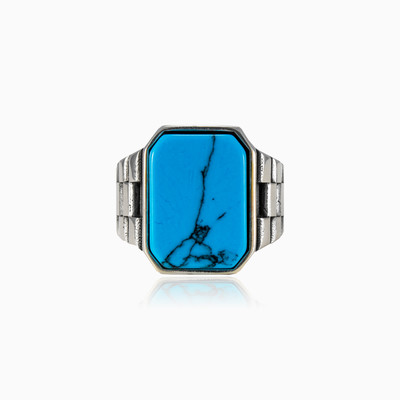 Flat emerald turquoise ring man Rings oyster strap