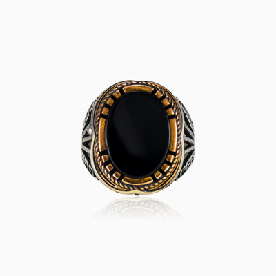 Greek oval onyx man Rings Hellas