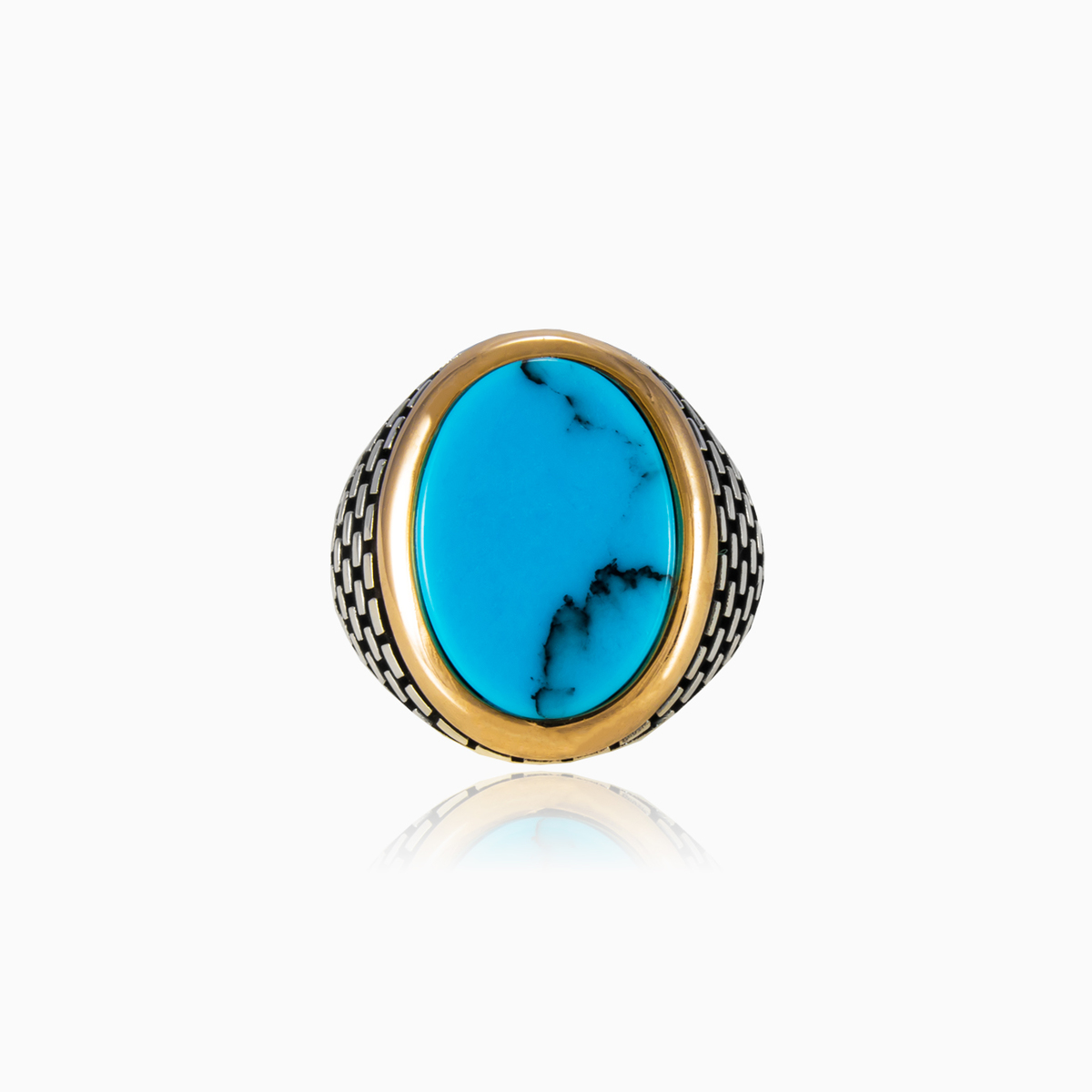 Bague en turquoise brique homme Bagues Detallado N.1