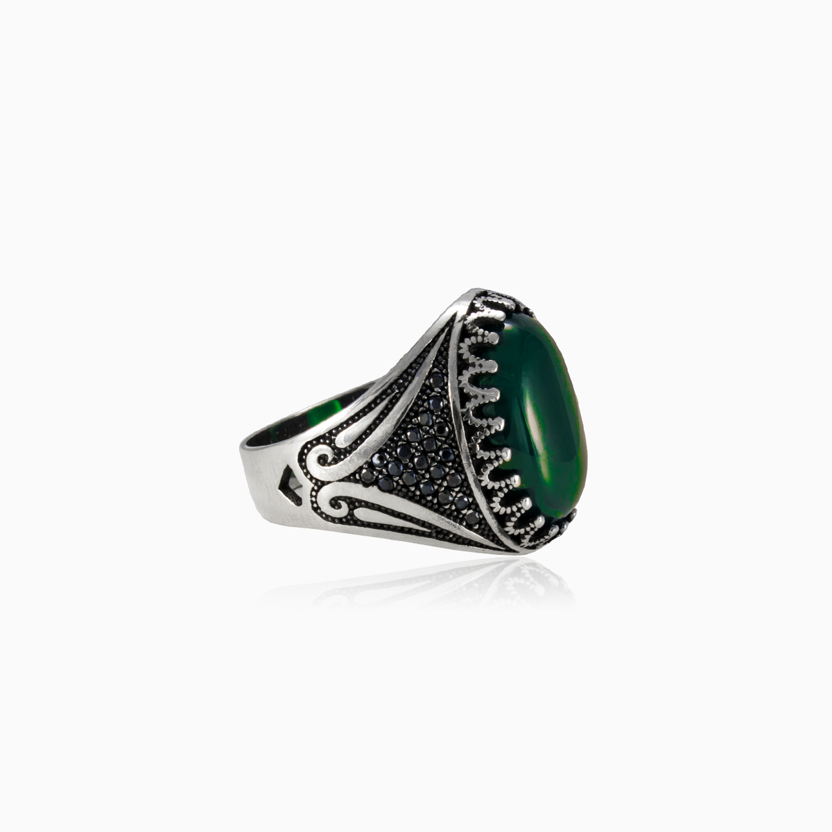 Green jade ring man Rings Detallado N.2