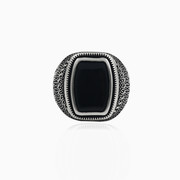 Detailed rectangle onyx man Rings Detallado