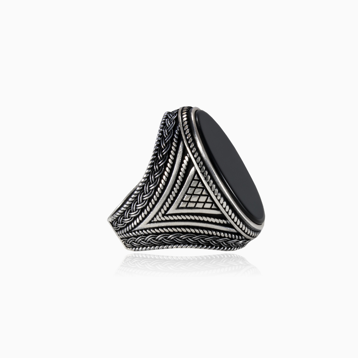 Wide braided onyx ring man Rings Detallado N.2