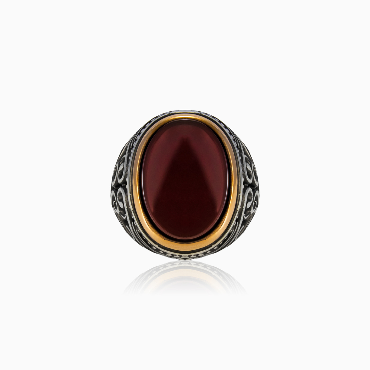 Ornament oval agate man Rings Palmyra N.1