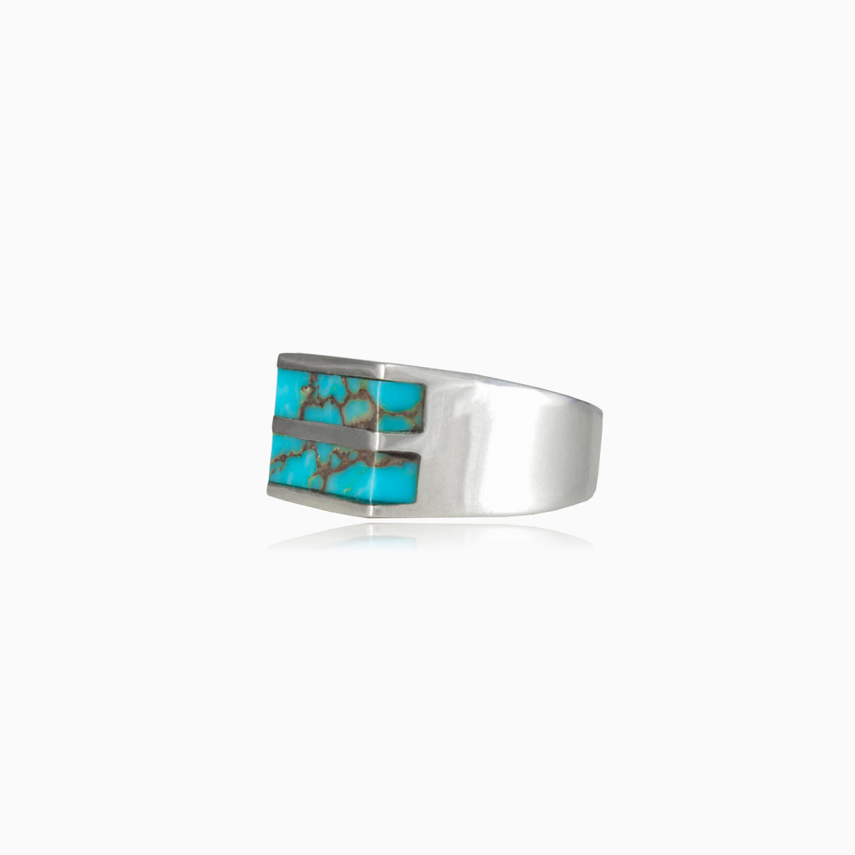 Two turquoise lines man Rings Harmony N.2