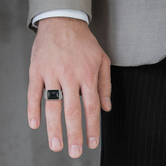 Polished enamel ringPolished enamel ring man Rings Shine bright N.3