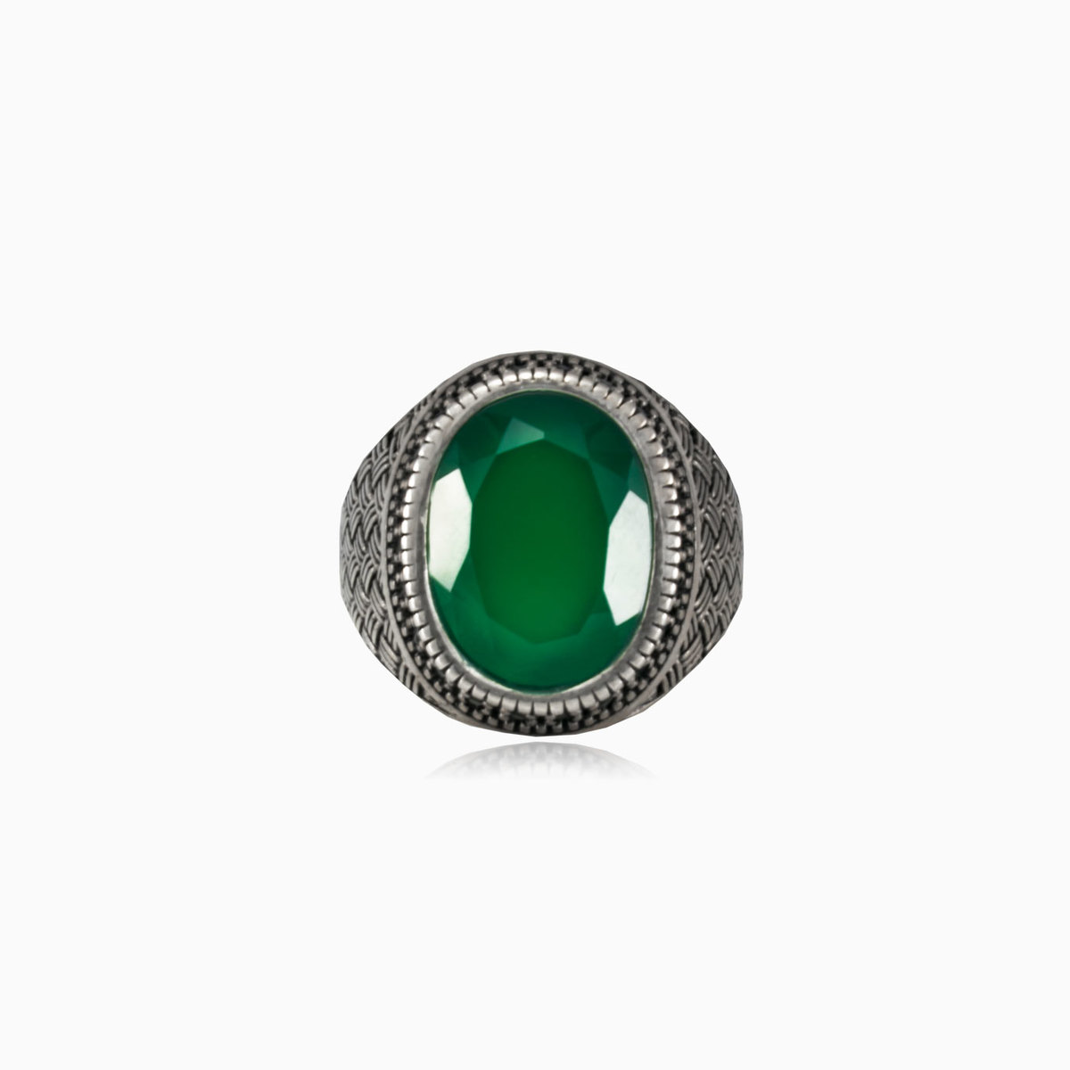 Braided jade ring man Rings Detallado N.1