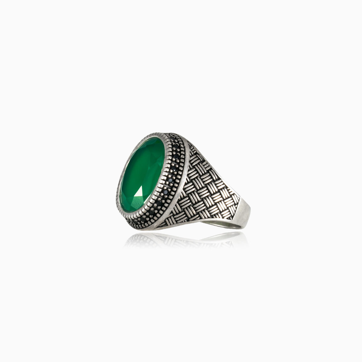 Braided jade ring man Rings Detallado N.2