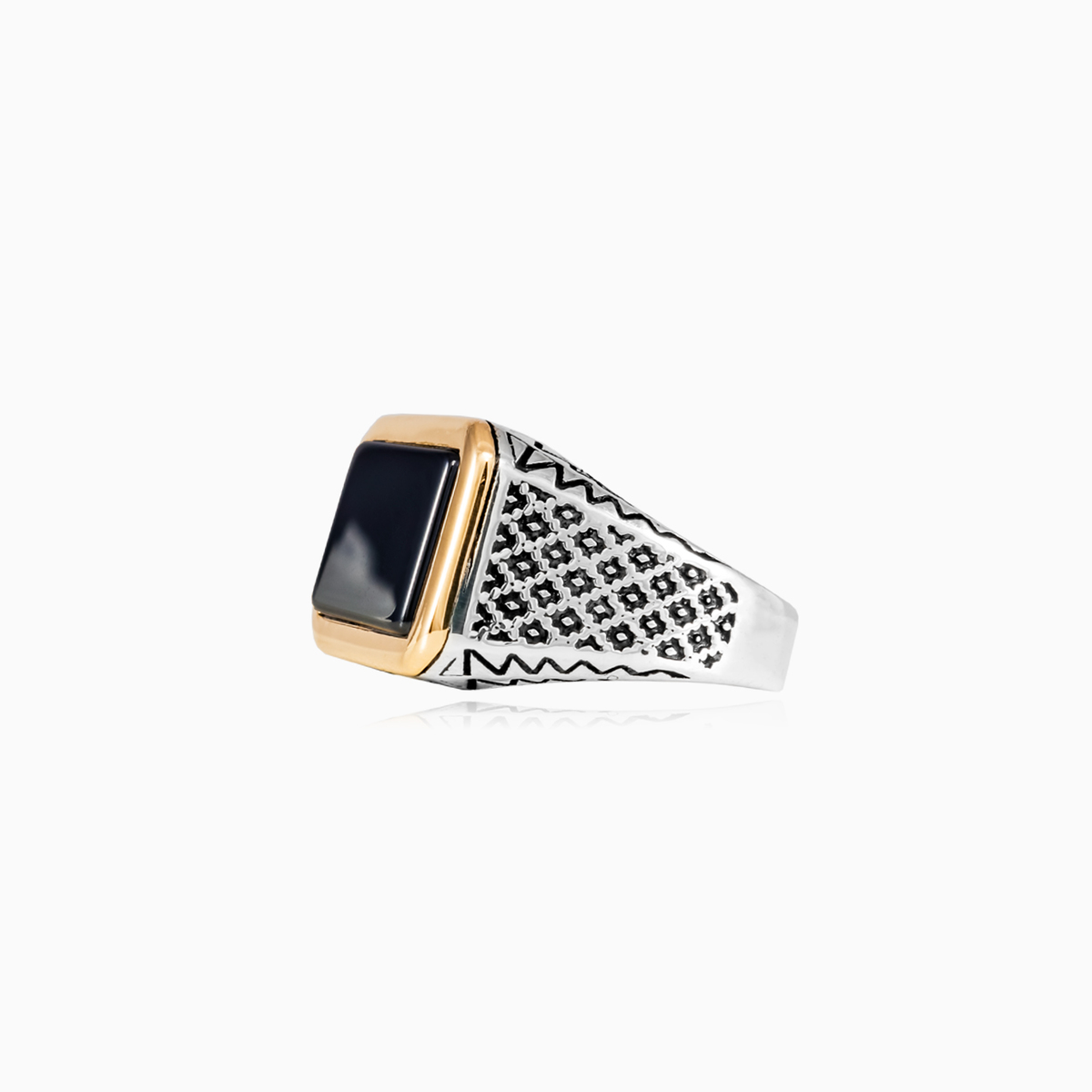 Bague d'onyx large et détaillée unisex Bagues Detallado N.2