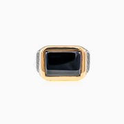 Wide detailed onyx ring unisex Rings Detallado