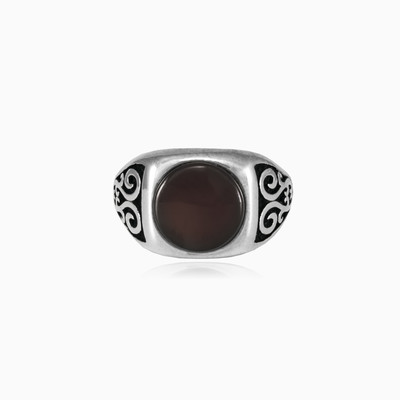 Round brown agate ring man Rings Palmyra