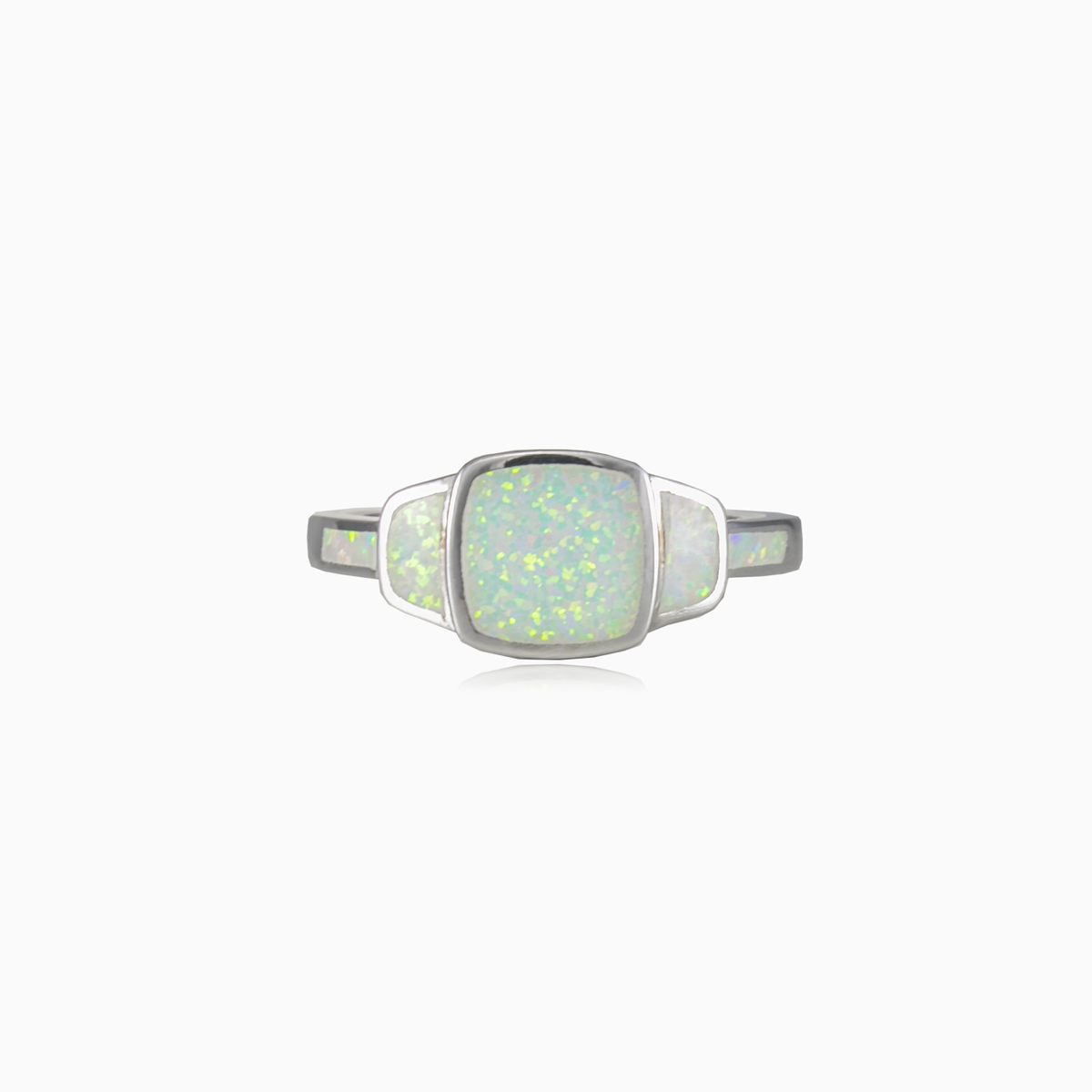 Square white opal ring woman Rings Colorino N.1