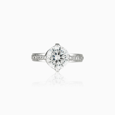 Anillo cepillado redondo mujer Anillos de compromiso Shine bright