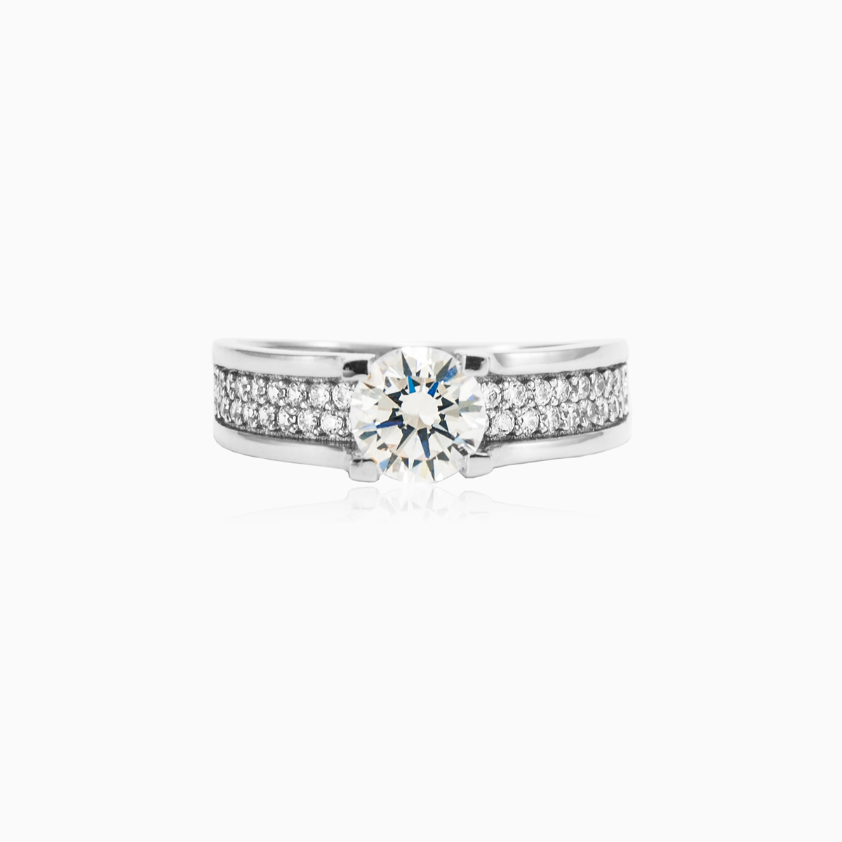White double row solitaire woman Engagement rings Lustrous N.1