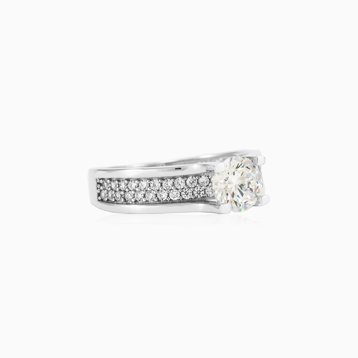 White double row solitaire woman Engagement rings Lustrous N.2