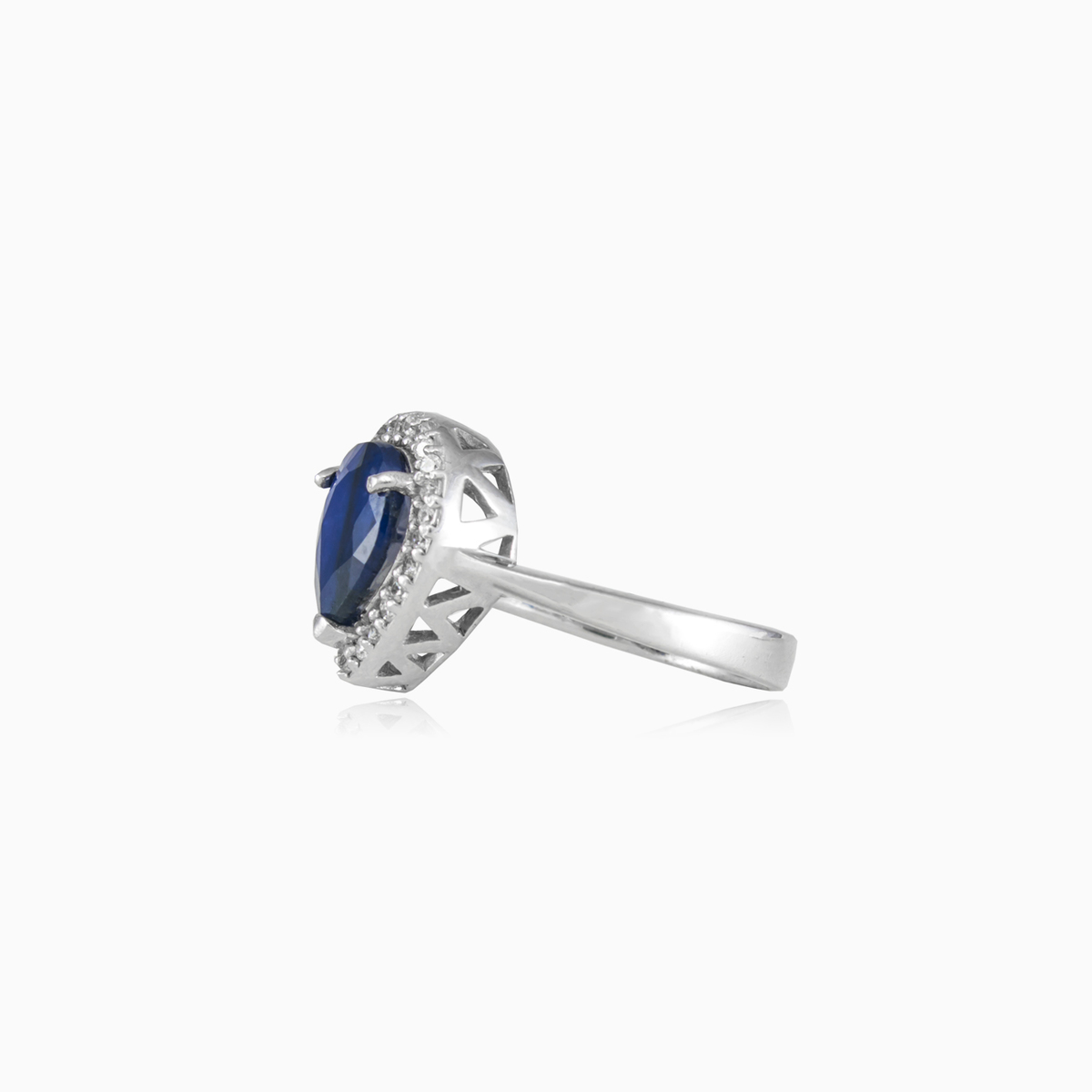 Pear sapphire silver ring woman Rings Halo N.2