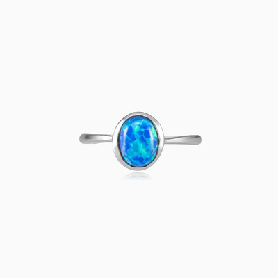 Кольцо с голубым опалом в серебре Женские Кольца Colorino