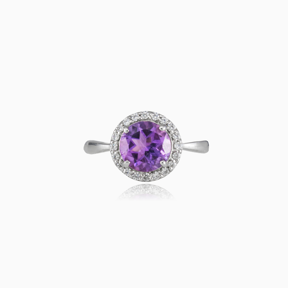 Round amethyst ring woman Rings Halo N.1
