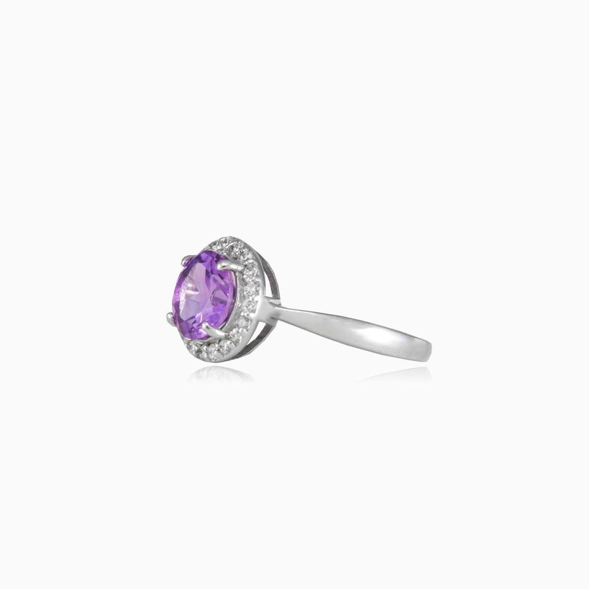 Round amethyst ring woman Rings Halo N.2