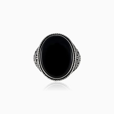 Threaded oval onyx ring man Rings Detallado