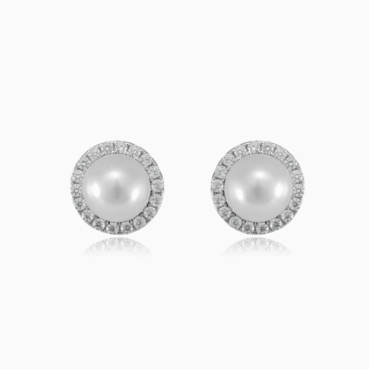 Aretes halo de perlas de plata mujer Pendientes Halo N.1