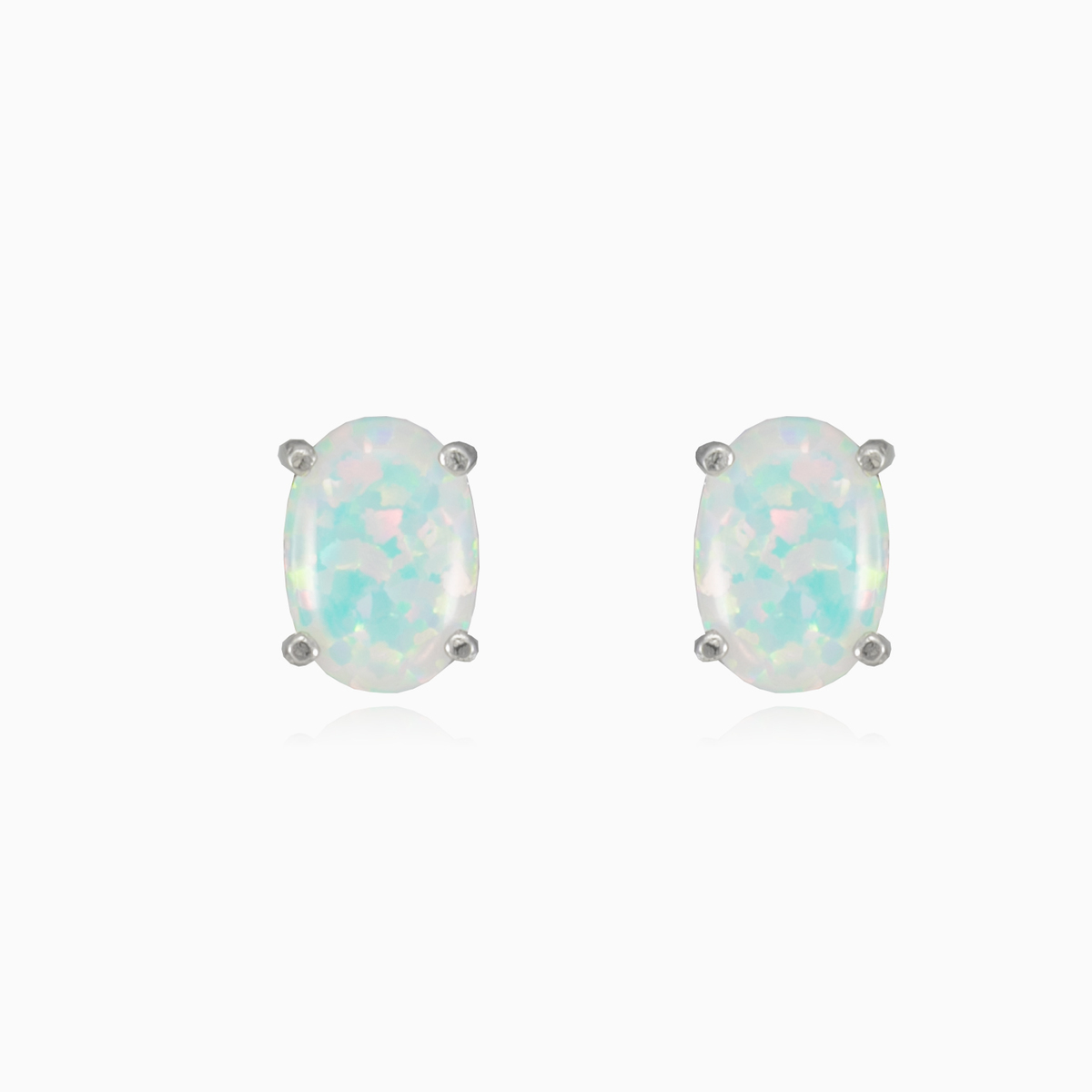 White opal studs woman Earrings Colorino N.1