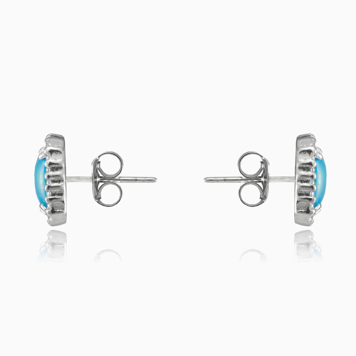 Royal blue opal studs woman Earrings Halo N.2