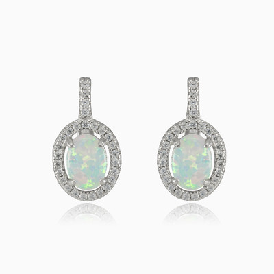 Oval drop white opal earrings woman Earrings Halo