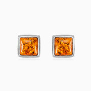 Square honey amber earrings woman Earrings Colorino