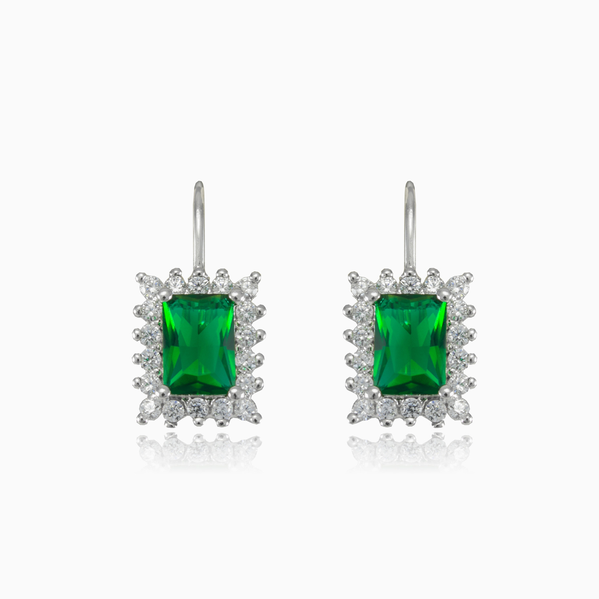 Rectangle green quartz earrings woman Earrings Halo N.1