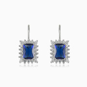 Rectangle blue quartz earrings woman Earrings Halo